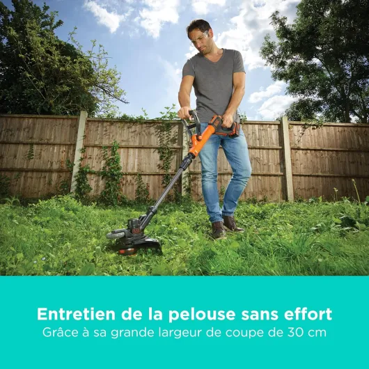 BLACK+DECKER POWERCONNECT Débroussailleuse, Coupe-Herbe sans Fil de 30 cm, STC1840EPC-QW 1 batterie 18V 4 Ah Unique