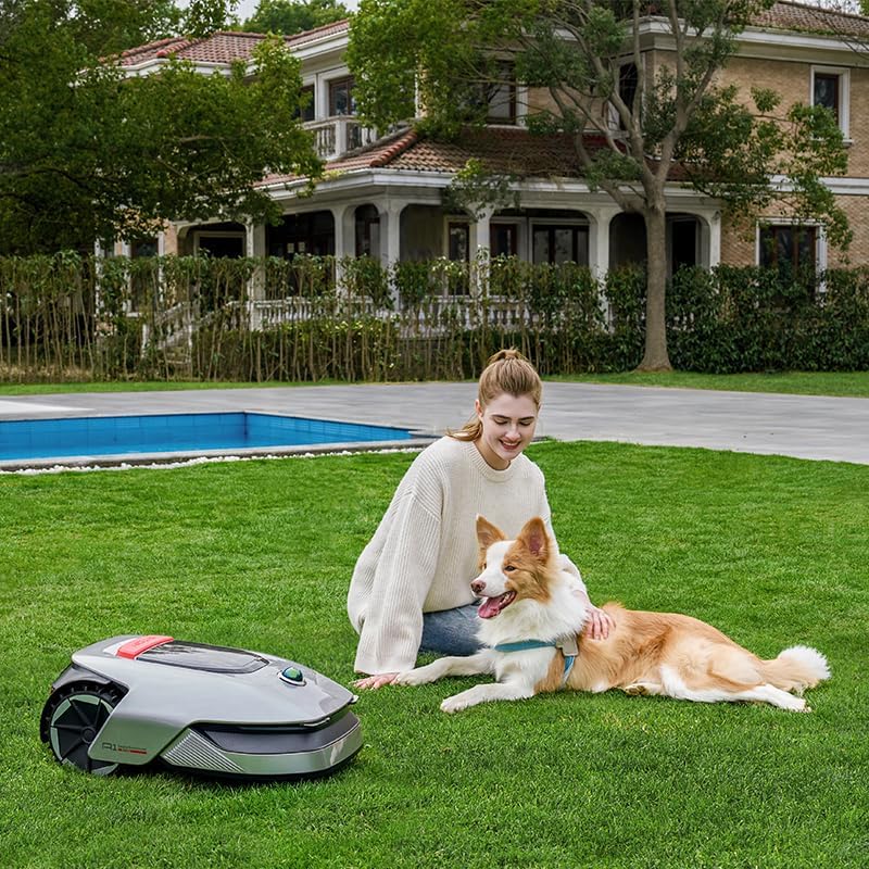 A1 Robot Tondeuse Intelligente, Tondeuse à Gazon robotisée sans Fil périmétrique, Contrôle Aapplication, OmniSense Technologie, Gestion intuitive des Zones, Évitement Intelligent des Obstacles