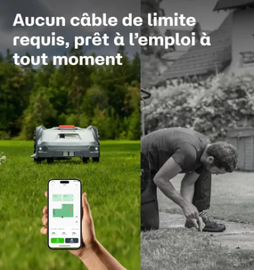 Robot Tondeuse sans Fil Périphérique T1200Pro pour 1500㎡, Robot Tondeuse avec Tonte Personnalisé via APP, Tonte Précise des Bordures, Pentes 24°, Tondeuse Automatique pour Cour Avant et Arrière T1200Pro:1500m²