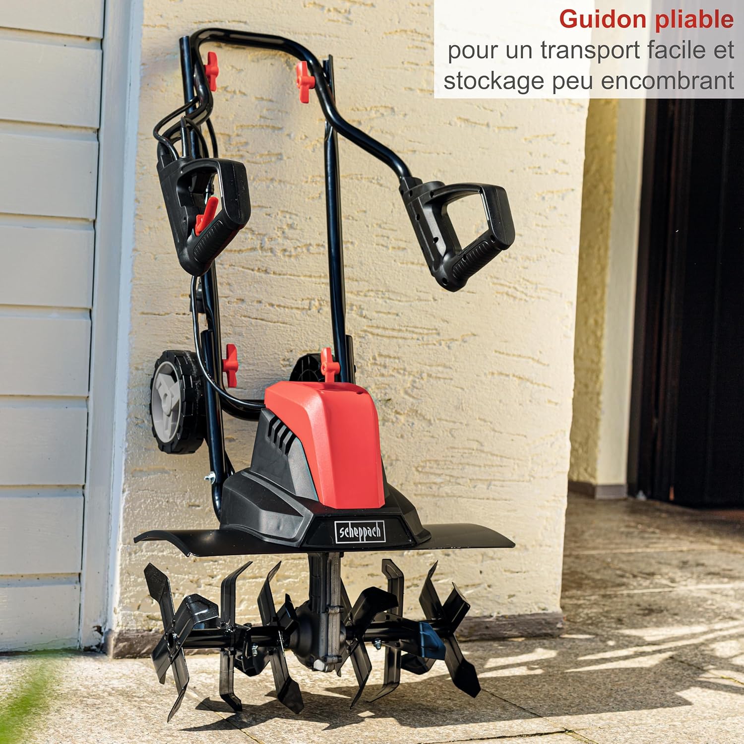 Motobineuse électrique MTE460 - 1500W - 450mm de Largeur & 220mm de Profondeur de Travail - Equipée de 24 Couteaux - Nécessite Peu d'entretien - Guidon Repliable - Idéal pour Potager