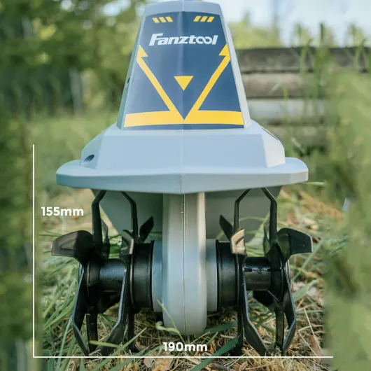 FANZTOOL Motobineuse Électrique 300W, 4 Lames Anti-Enchevêtrement, Mini Motoculteur 5 kg, Poignée Pliable Ergonomique, Largeur 19 cm, Profondeur 15,5 cm, pour Jardin et Potager