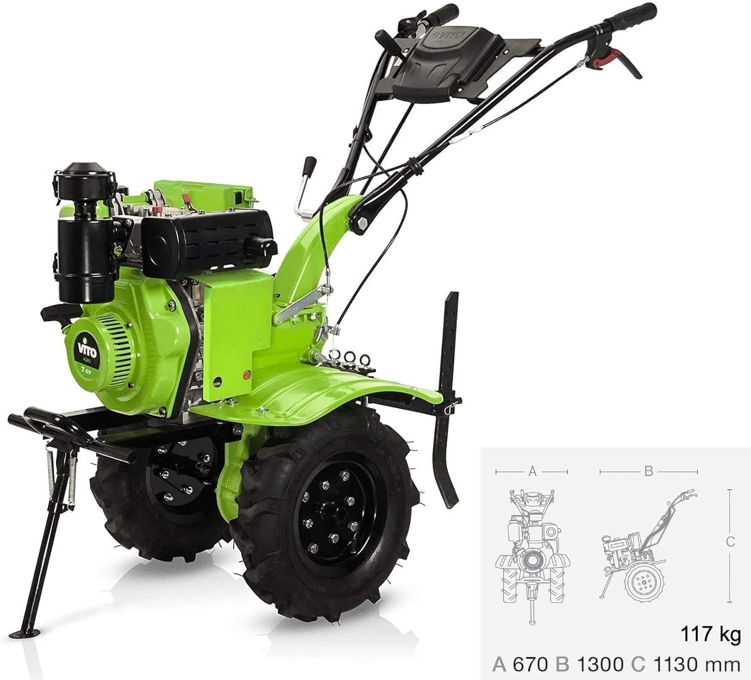 Motobineuse Diesel avec Fraises et butteur Moteur 4T 7 CV 246 cm3 Démarrage électrique Transmission directe VIMEDTD7A