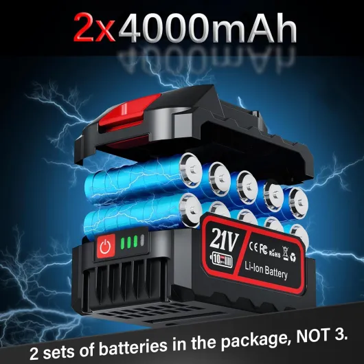 Mini Tronçonneuse à Batterie 2x4000 mAh 6 Pouces 880W, Petite Tronconneuse Thermique Coupe Branche Electrique Scie Electrique Tronçonneuse Sans Fil Pour Jardin Red 2x4000 mAh