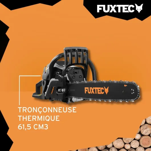 Tronçonneuse thermique 50 cm FX-KS262 Black Edition essence 61,5cm3 2 temps 2,8kW Longueur De Coupe 45cm, Guide Chaine 20 pouces Étui de transport Tronc, Menuiserie 61,5cc - 50cm - 2,85kw