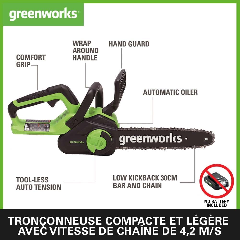 G40CS30II Tronçonneuse à Batterie, Longueur Guide-Chaîne 12-Pouces (30 cm), Vitesse 4,2 m/s, 2,6 kg, Graisseur Automatique, SANS Batterie 40V Ni Chargeur, Garantie 3 Ans 30cm sans batterie