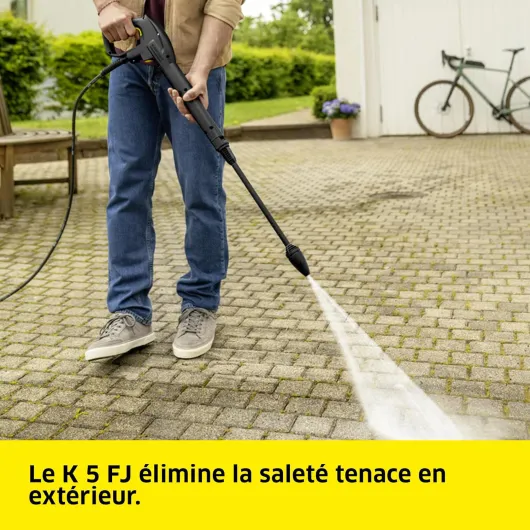 Kärcher Nettoyeur Haute Pression K 5 FJ, Pression max 145 bar, Débit 500 l/h, Surface 40 m²/h, Filtre à Eau, Poids 6.3kg, Pistolet & Flexible Haute Pression, Rotabuse, Lance Vario Power, Buse à Mousse K5 FJ