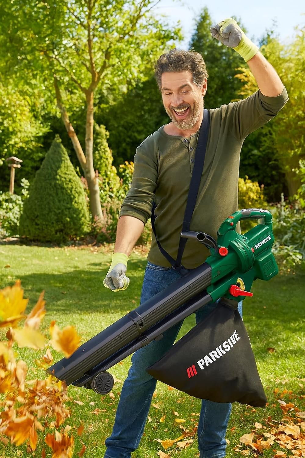 Parkside PLSBA 40-Li A1 Aspirateur et souffleur à feuilles sans fil 40 V, vitesse de l'air max - 210 km/h, sac collecteur 40 l, fonction broyeur 15:1, sans batterie ni chargeur, compatible avec