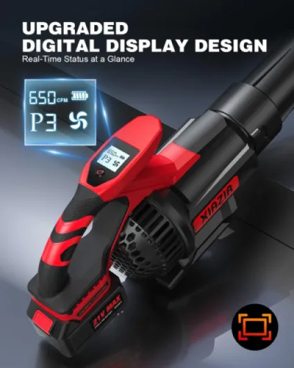 Souffleur de Feuilles sans Fil avec Écran LCD, 3 Vitesses, 2×4.0Ah Batteries et Chargeur Rapide, Souffleur Électrique Léger pour Entretien du Jardin, Allée, Feuilles, Poussière et Neige