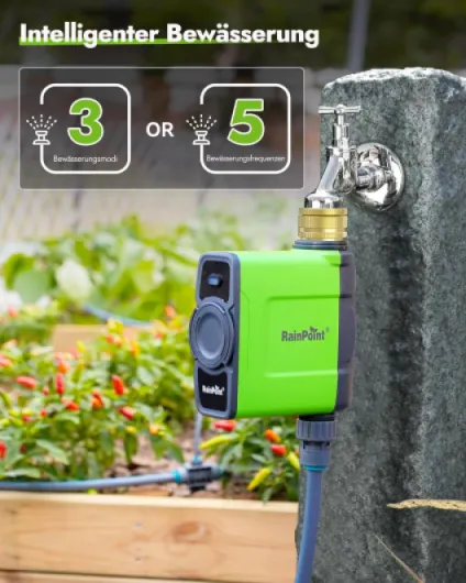 Programmateur Arrosage WiFi avec Passerelle D'antenne Smart Minuteur Arrosage Automatique Commande APP/vocale, Entrée en Laiton, Basé Météo, Arrosage Manuel, 6 Programmations, pour Jardin 1-Zone-Timer avec WLAN-Hub