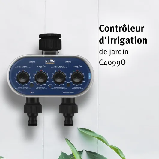 C4011 - Programmateur d'Arrosage de Jardin - Pour Tout Type de Robinet - Avec 2 Sorties Indépendantes Programmateur Analogique