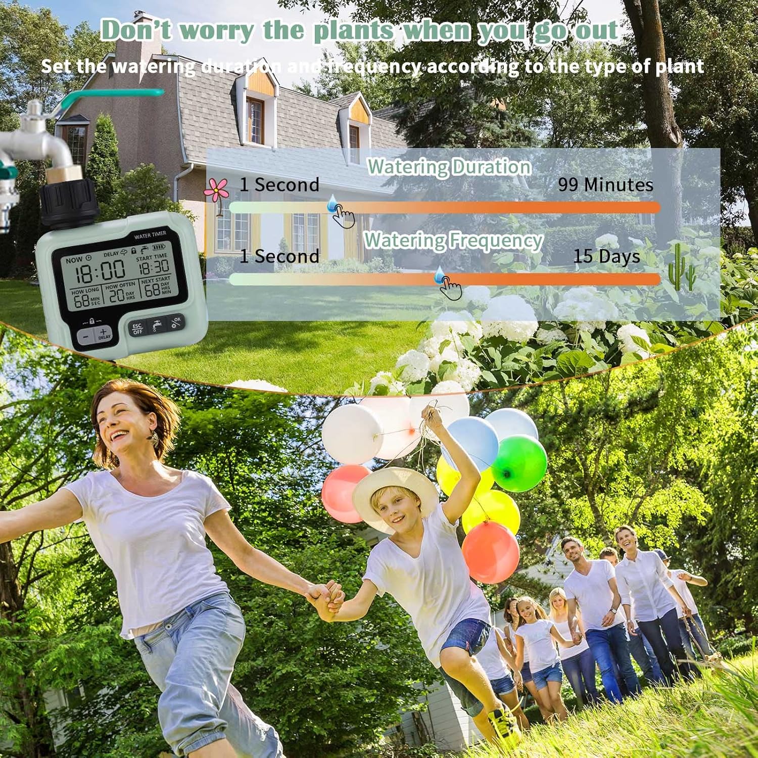 Programmateur Arrosage Automatique Minuteur Arrosage Goutte à Goutte, Imperméable et Utilisé à l'extérieur, Modes Multiples, Irrigation pour Jardin Ferme Pelouse Fleur 1 Sorties