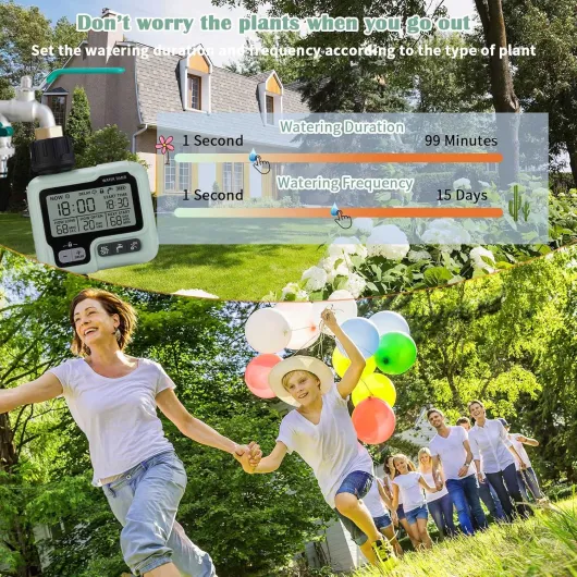 Programmateur Arrosage Automatique Minuteur Arrosage Goutte à Goutte, Imperméable et Utilisé à l'extérieur, Modes Multiples, Irrigation pour Jardin Ferme Pelouse Fleur 1 Sorties