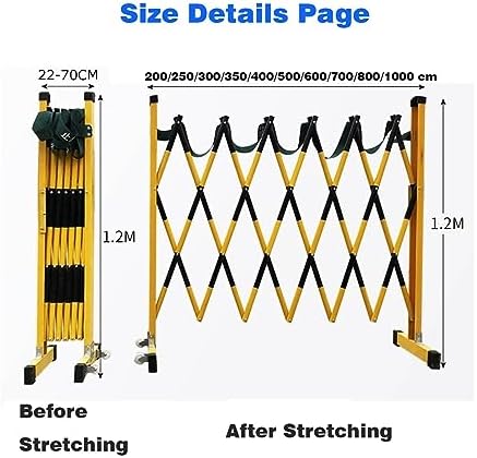 Barrière de circulation rétractable – Barrière de sécurité mobile extensible réglable en hauteur en métal robuste, assemblage facile pour un usage industriel, design pliable portable pour des H120CM+L800cm/26.2ft
