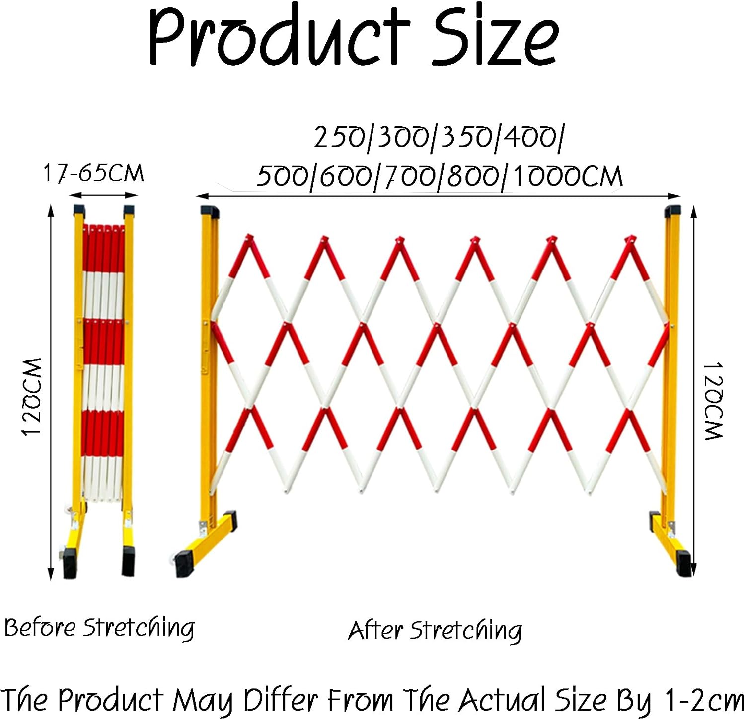 Clôture de sécurité rétractable – Barrière d'événement pliable avec roulettes, idéale pour les écoles et les entreprises (couleur 1, 500 x 120 cm) Couleur 1 500x120cm