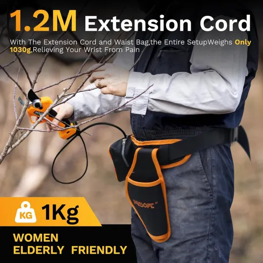 [Meilleur Rapport Qualité-Prix] PRU45 Secateur Electrique Professionnel, 45mm 25V 1150W 4Ahx2 Sécateur Électrique sans Fil avec Batterie Secateur Electrique sans Fil pour Jardinage PRU45 YELLOW