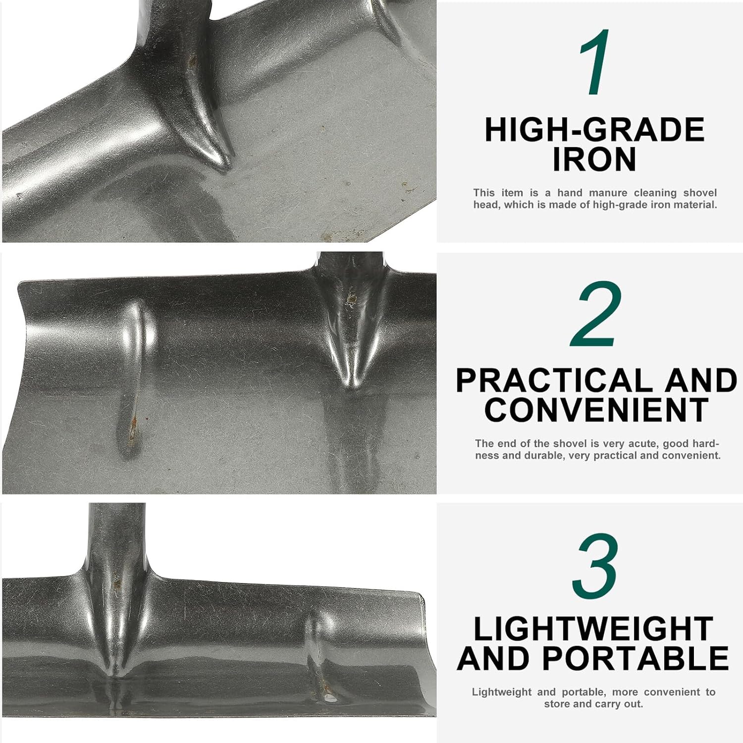 Tête de bêche Manuelle de Rechange, râteau à volaille en Fer épais pour Usage agricole et Domestique, Outil de Nettoyage léger pour Les déjections animales