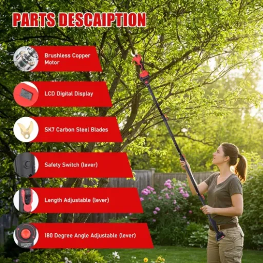 Test Secateur Electrique sans Fil 50mm avec Perche Télescopique : un outil de jardinage pratique mais perfectible