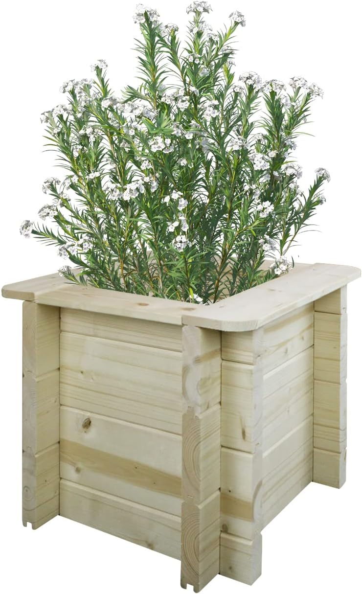 Carre Potager Exterieur Bois - Jardinieres Exterieur pour Jardin, Balcon, Terrasse – pour Fleurs, Herbes aromatiques, Légumes- Bois Massif pin/épicéa 28 mm, 38x38xH35 cm, M610