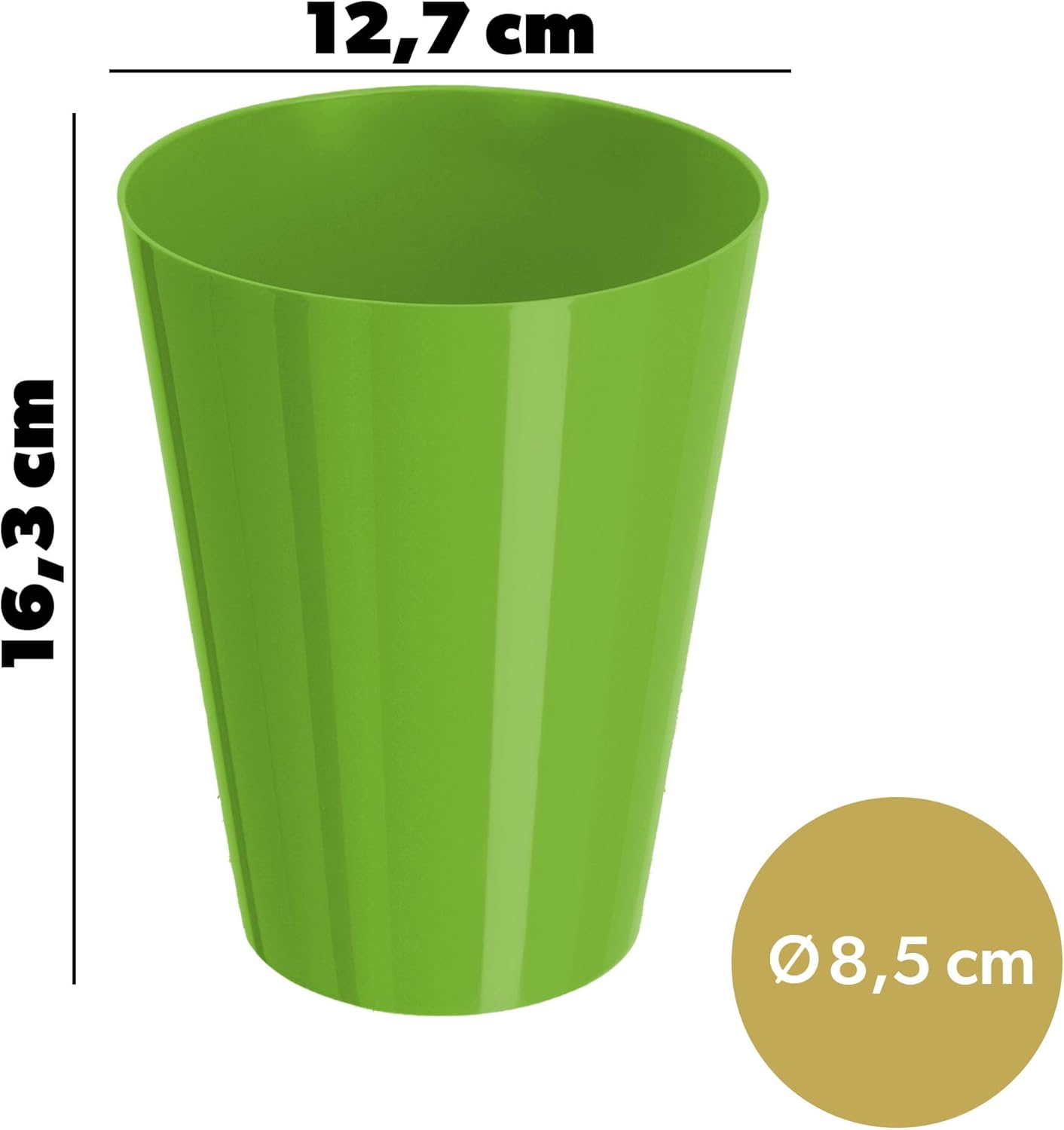 Pot de fleurs, cache-pot élégant pour orchidée, pot de plantes simple, pot de fleurs pour orchidée, orchidée Knabenkraut, marguerite, cache-pot pour cuisine et salon (⌀ 13cm, rond, vert) ⌀ 13cm, rund Vert