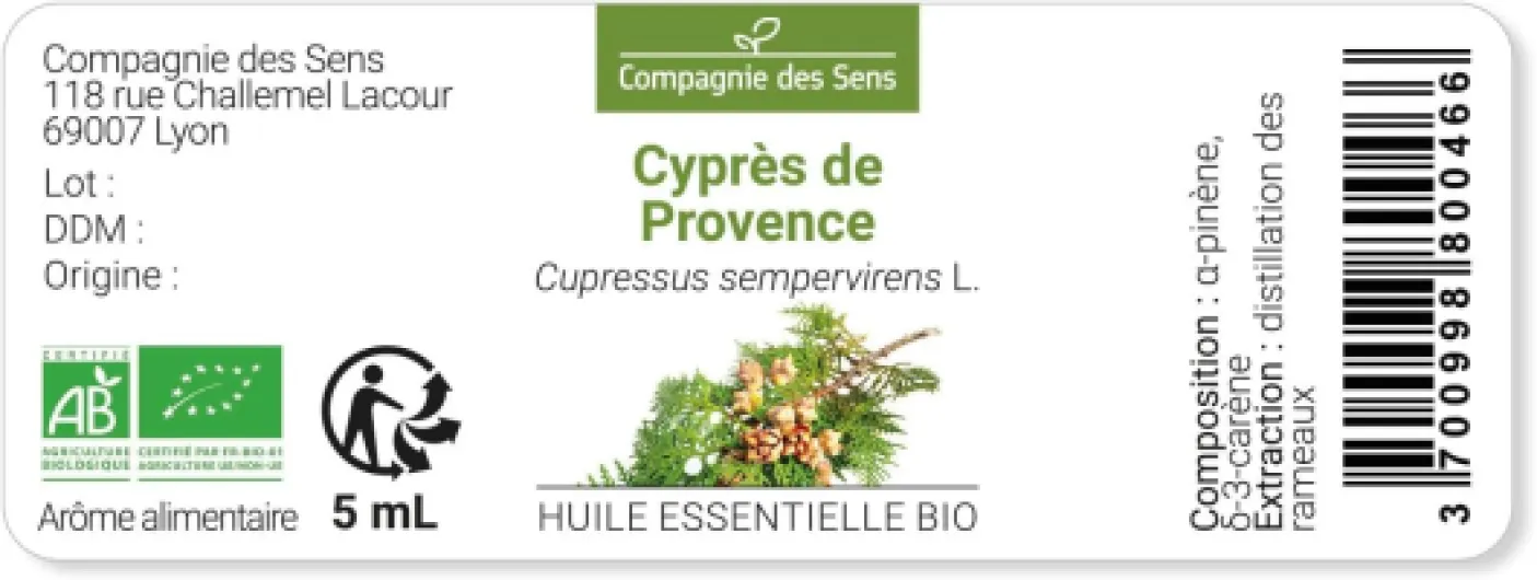 CYPRÈS DE PROVENCE BIO - 10mL - Huile Essentielle de Qualité Premium - 100% Pure, Naturelle, garantie ChromaCert® - Chémotypée & Intégrale 10 ml (Lot de 1)
