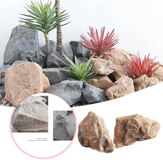 Roches Artificielles Réalistes pour Jardin - Faux Rochers Décoratifs en Mousse PU Couverture Paysagère à Faible Entretien, Texture Naturelle Style Forêt Tropicale pour Aménagement Extérieur (B)