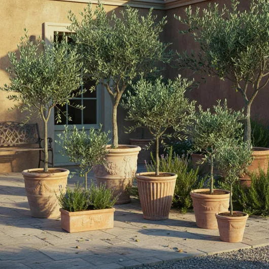 De Olivier Olea Europaea – Plante de jardin persistante vivante en pot – Plante d'extérieur nécessitant peu d'entretien – Idéale pour les bordures et les pots (80-90 cm, pot de 19 cm) 19cm pot (80-90cm)