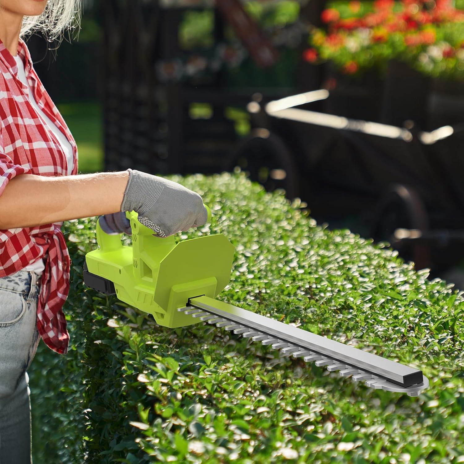 Taille Haie Batterie 21V, Taille-Haie Électrique sans Fil avec 2×2000mAh Batteries, Moteur 750W, Lame Double 50cm, Coupe Branche Électrique, Cisaille Haie pour Jardin et Arbustes