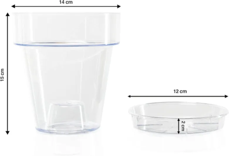 2 Pot pour orchidée en Plastique Transparent avec Trous de Drainage et 2 soucoupes - Diamètre 14 cm