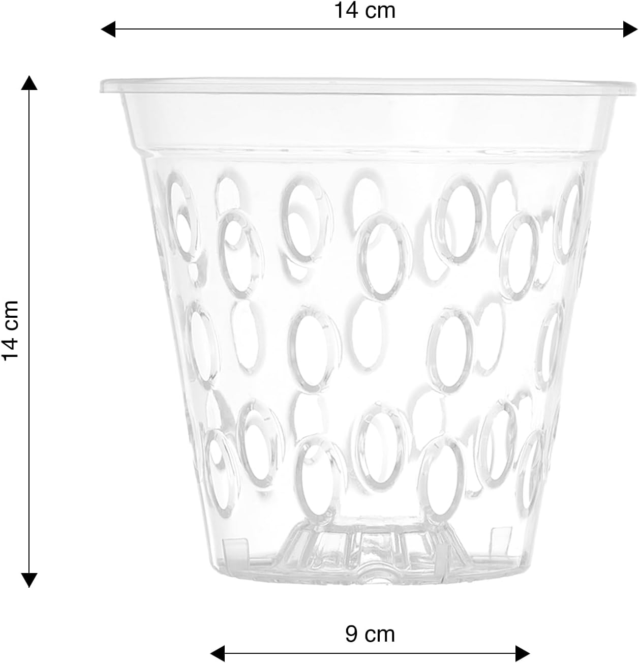 Pot à orchidées Micro-perforé en Plastique Transparent - (Ø 14 cm, 5) 5 14