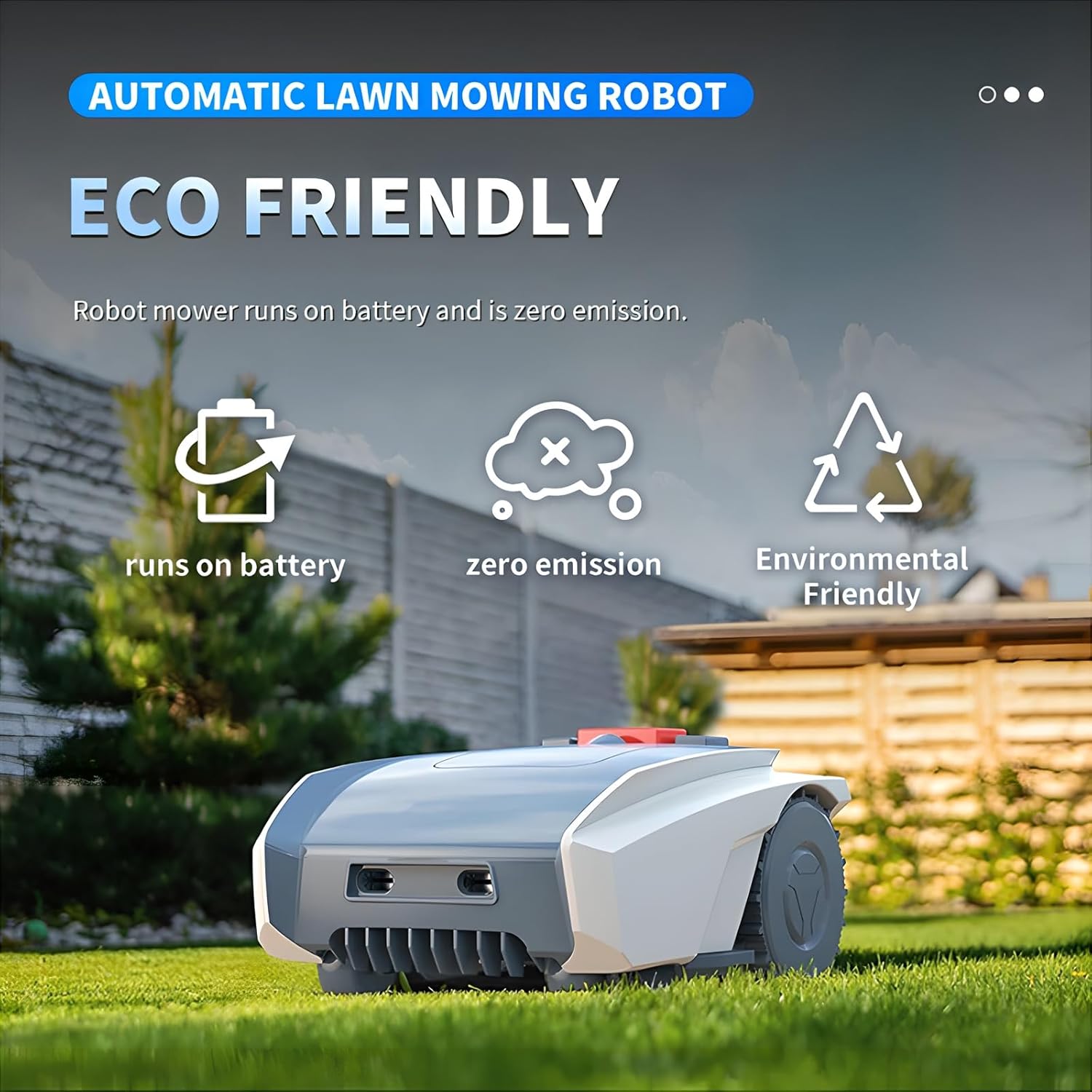 Robot tondeuse, sans câble périphérique, hauteur de coupe 20-55mm, Robot tondeuse entièrement automatique avec station d'accueil de chargement automatique, Robot intelligent pour les petits jardins