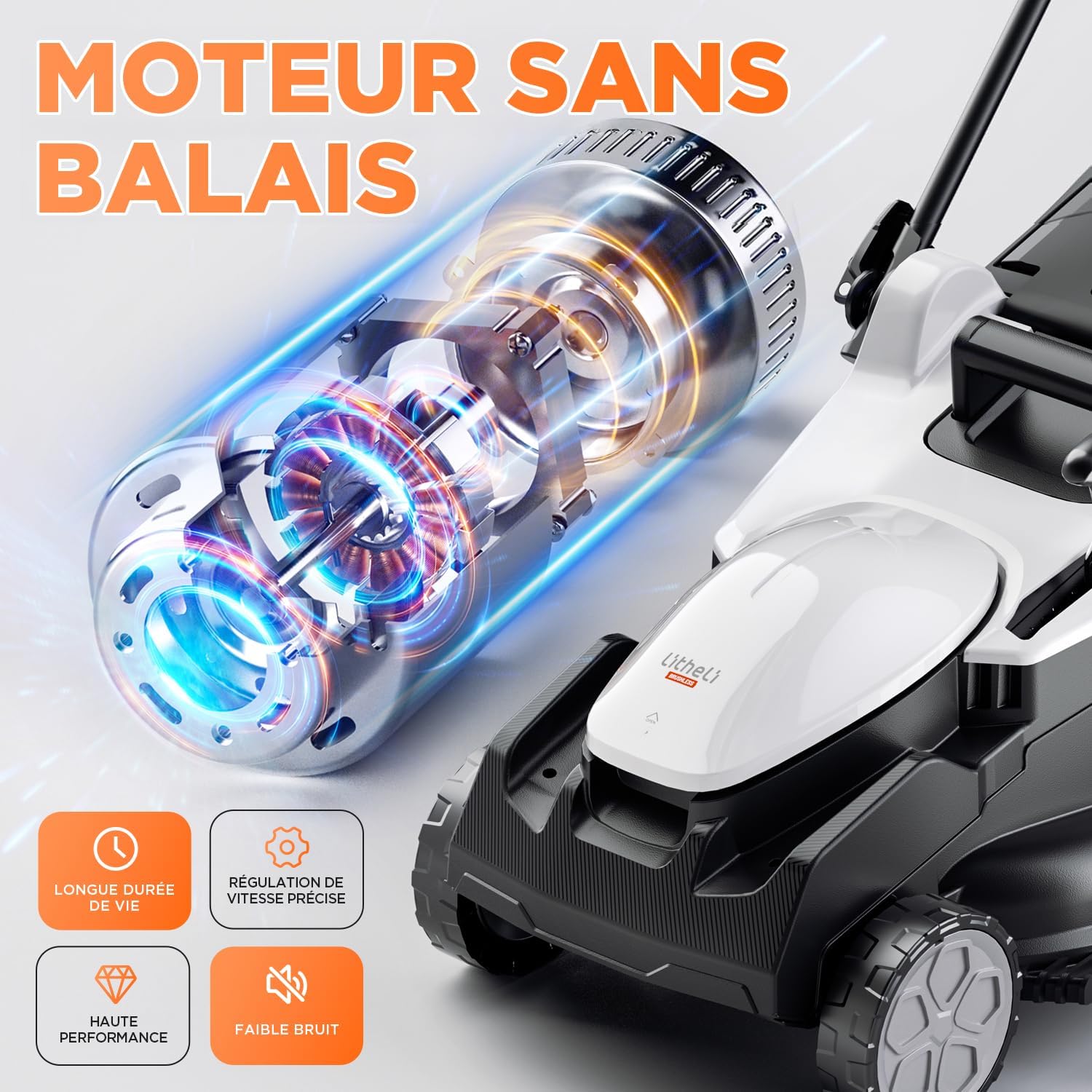 Tondeuse à Gazon sans Fil 37cm - Moteur Brushless, 2X 20V Batteries 4.0Ah, Hauteur Réglable 25-75mm, Bac 40L, pour Pelouses jusqu'à 300m² (Jardin & Petits Espaces) 37 cm Moteur sans balais