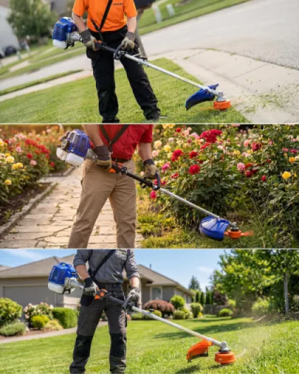 Débroussailleuse thermique puissante 52cc 3-en-1 – Coupe-bordures, coupe-herbe, coupe-brosse – Lame 3/40 dents, largeur 43cm, poignée anti-vibration, sangle d’épaule – Idéal jardin et pelouse –