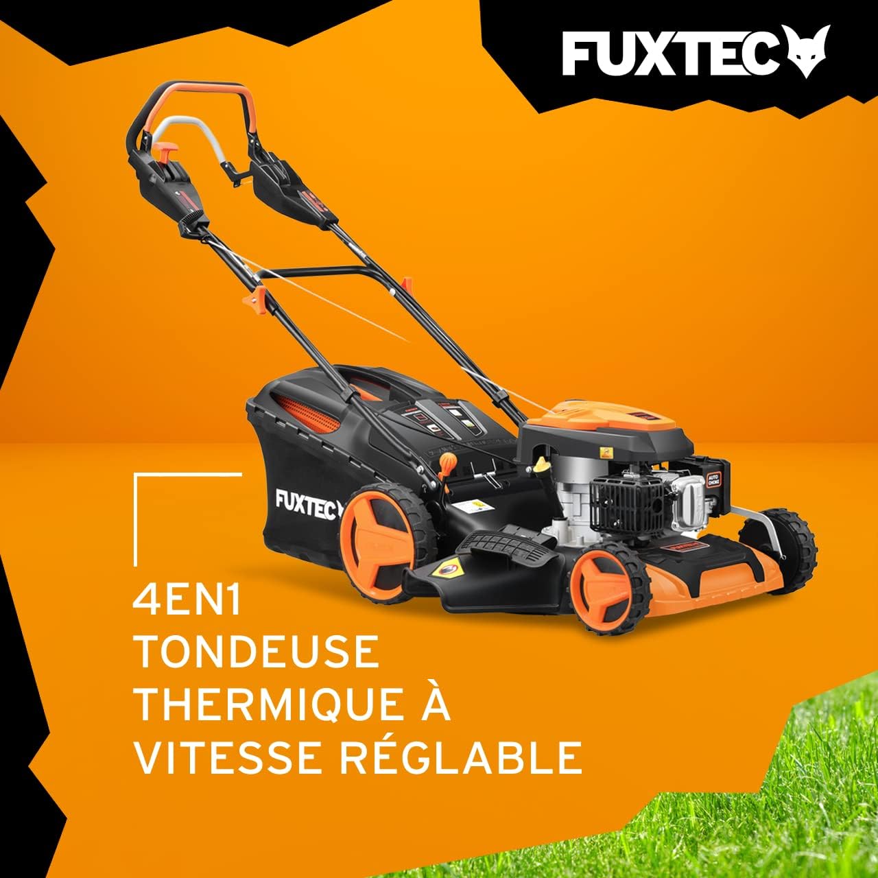 Tondeuse Thermique autotractée à Vitesse réglable FX-RM5196PRO, Largeur de Coupe 51 cm et Moteur autopropulsé 196cm3 GT Variable, Bac de ramassage 60L 51 cm / 196ccm / FlexSpeed