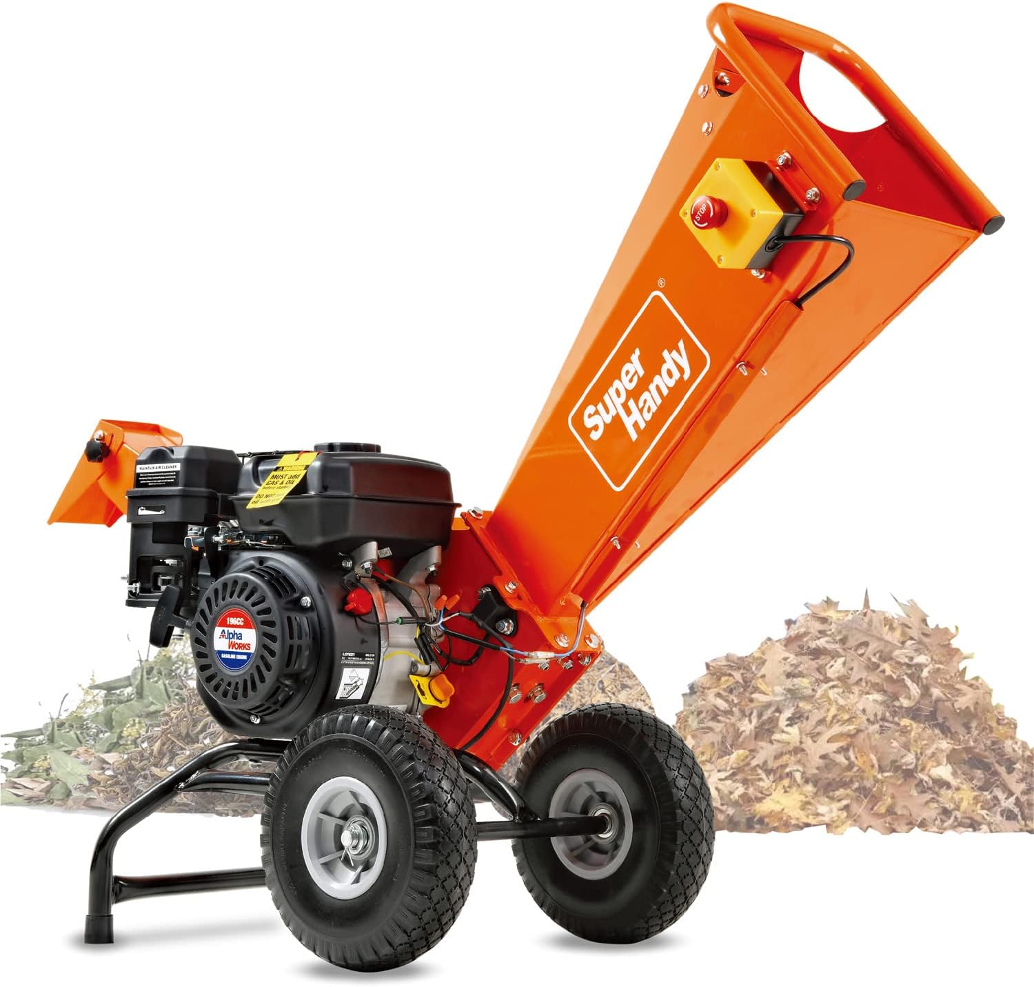 SuperHandy Déchiqueteuse à bois Broyeur Broyeur Moteur 7HP Conception d'assemblage de rotor compact robuste Capacité maximale de 3 pouces Aide à la prévention des incendies et à la construction