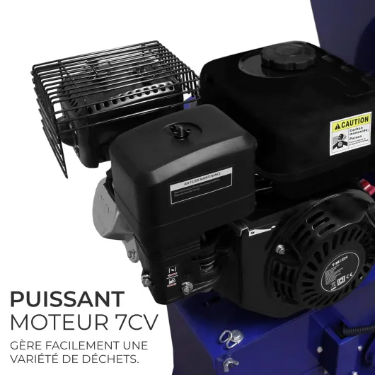 Déchiqueteuse de Bois 7CV - 94 x74x134cm - 3600 Tours/min - Moteur Essence à 4 Temps 3.6L - Max Diamètre 76mm - Broyeur Bois Feuilles Jardinage Horticulture Paysager[Kit EPI & Trousse outils INCLUS]