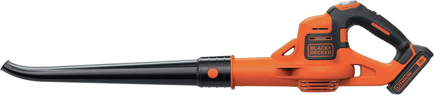 BLACK+DECKER Souffleur Axial Sans Fil 18 V - Souffleur de Feuilles Mortes avec 2 Vitesses et Flux d'Air Optimal - Vitesse de Soufflerie 209 km/h Livré avec Batterie 2 Ah et Chargeur GWC1820PC-QW Avec batterie 18V Unique