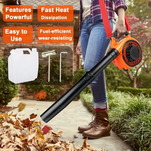 ASUNCELL Home and Garden Souffleur de Feuilles à Essence, Vitesse de Soufflerie 270 km/h, Souffleur de Feuilles de Sac à Dos, Léger, Souffleur de Feuilles de Carburant sans Fil pour Patios, Gardens
