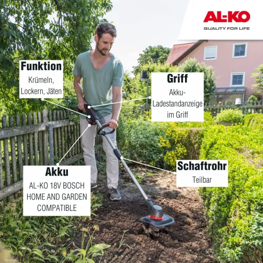 AL-KO 18 V BOSCH HOME AND GARDEN COMPATIBLE Motobineuse sans fil TL 1820 (Sans batterie et chargeur)