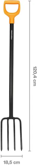 Fourche à bêcher pour sols durs et caillouteux, Avec 4 dents, Longueur : 120 cm, Manche en acier de haute qualité, Noir/Orange, Solid, 1070673 Fourche à bêcher, métal