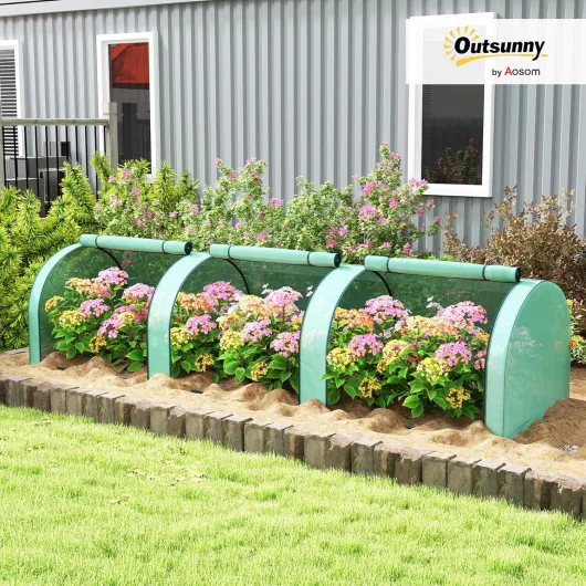 Mini Serre de Jardin Mini Serre Tunnel Serre à tomates 3,5 x 1 x 0,8 m Acier PE Haute densité 140 g/m² Anti-UV 3 Portes avec Zip enroulables Vert 350x100x80cm Vert