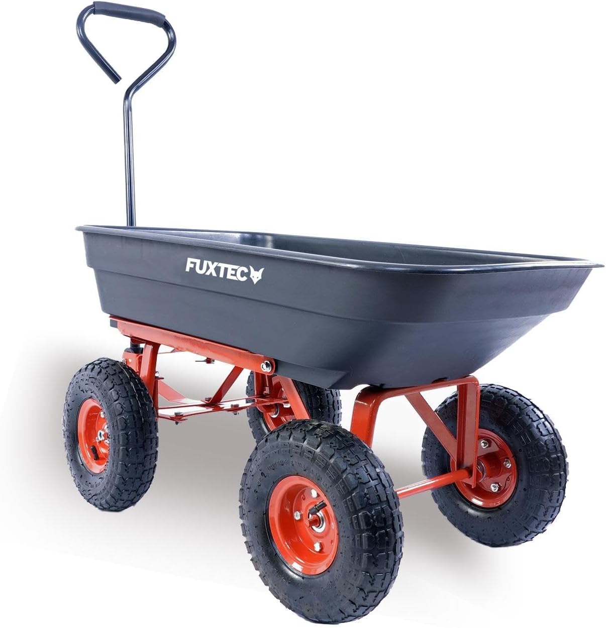 Chariot à Benne basculante FUXTEC FX-KW2175 Charge utile Max - 300 kg, Charge basculée Max - 150 kg, Chariot de Transport, de Jardin 4 Grandes Roues pneumatiques.