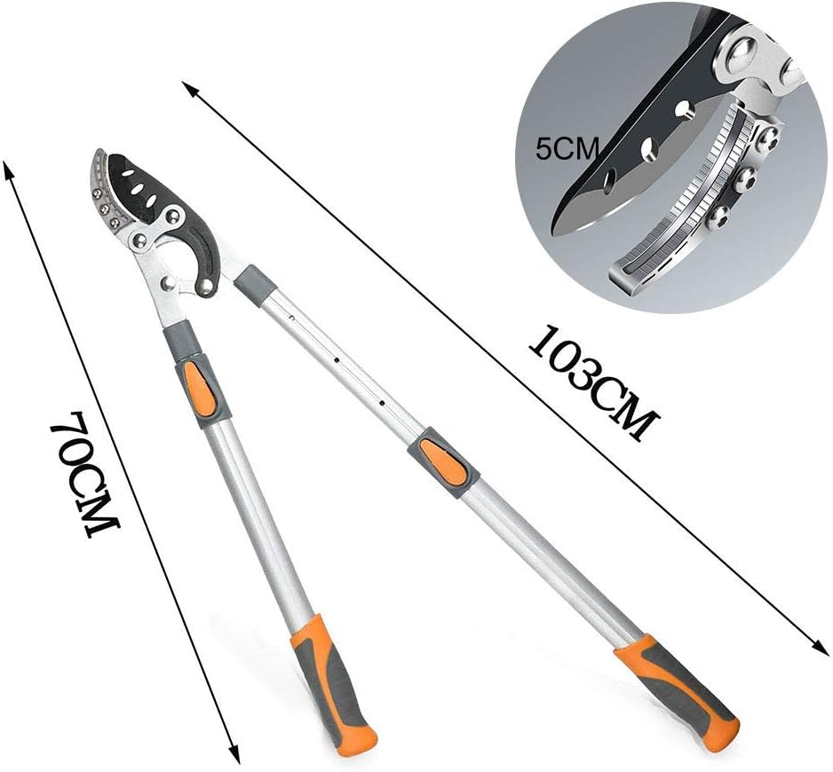 AIRAJ Coupe-Branches 70-103 cm, Coupe-Branches Télescopiques, lame en acier tranchante SK-5, peut couper les branches et les haies résistantes de plus de 5 cm(Avec Lames de Rechange) Vintage