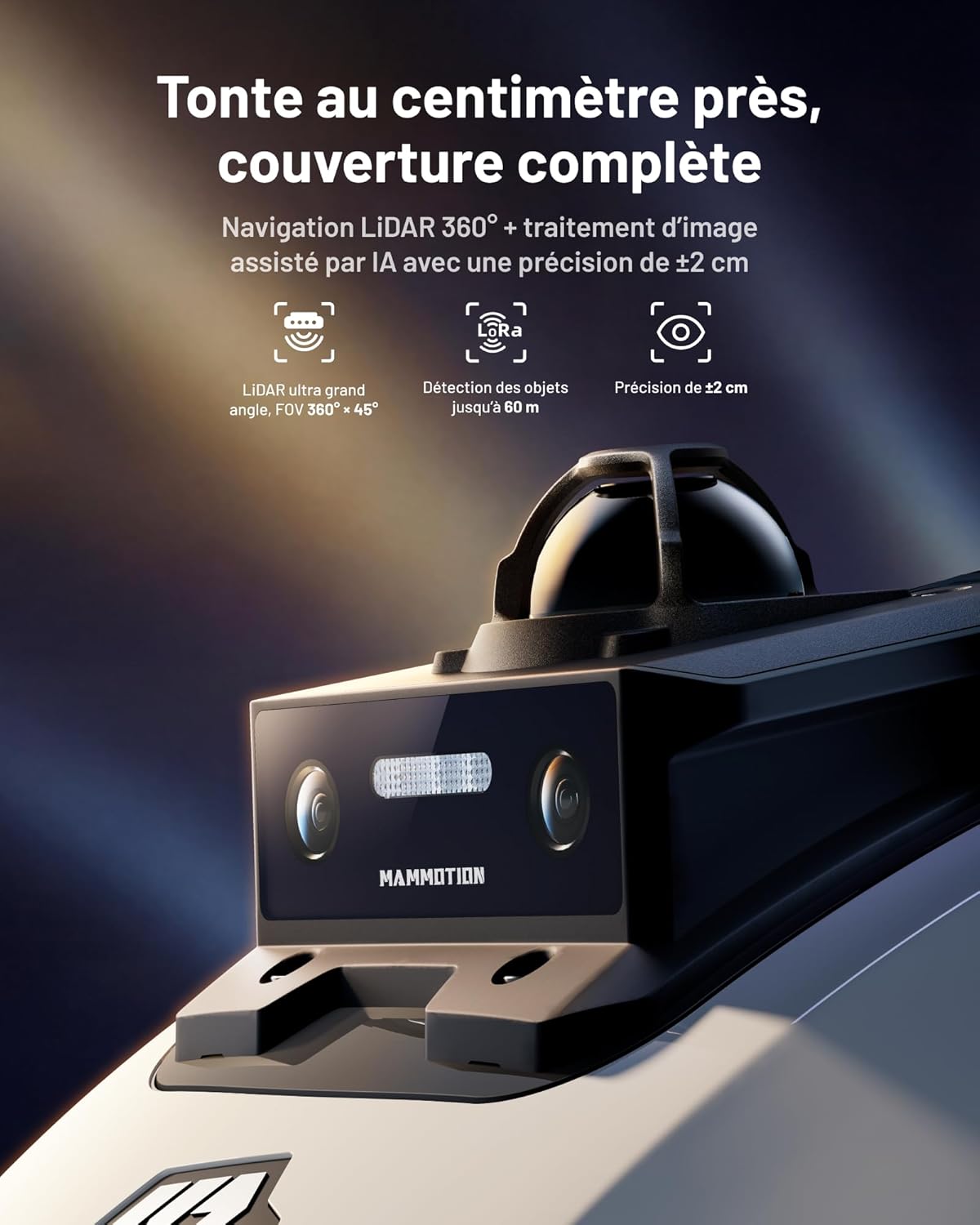 YUKA Mini 2 800 LiDAR Robot Tondeuse sans Fil Périmétrique – Jusqu’à 800 m², Navigation 360° LiDAR + caméra avec Pilotage par IA, détection de Plus de 300 Obstacles, DropMow, pentes de 45% Blanc-YUKA mini 2 800 LiDAR