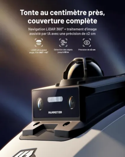 YUKA Mini 2 800 LiDAR Robot Tondeuse sans Fil Périmétrique – Jusqu’à 800 m², Navigation 360° LiDAR + caméra avec Pilotage par IA, détection de Plus de 300 Obstacles, DropMow, pentes de 45% Blanc-YUKA mini 2 800 LiDAR