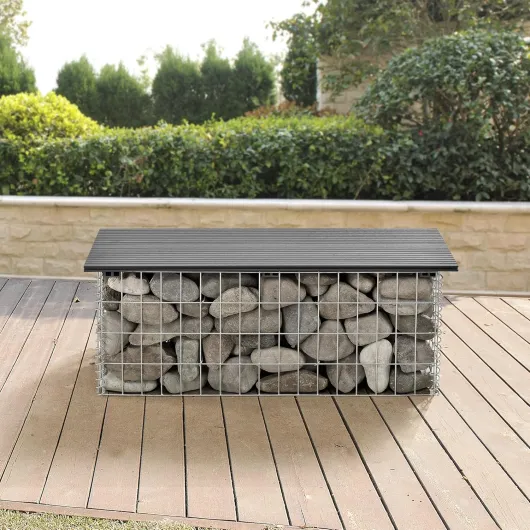 Pro.tec Banc du Jardin Gabion de Bonne qualité avec siège en WPC Gris