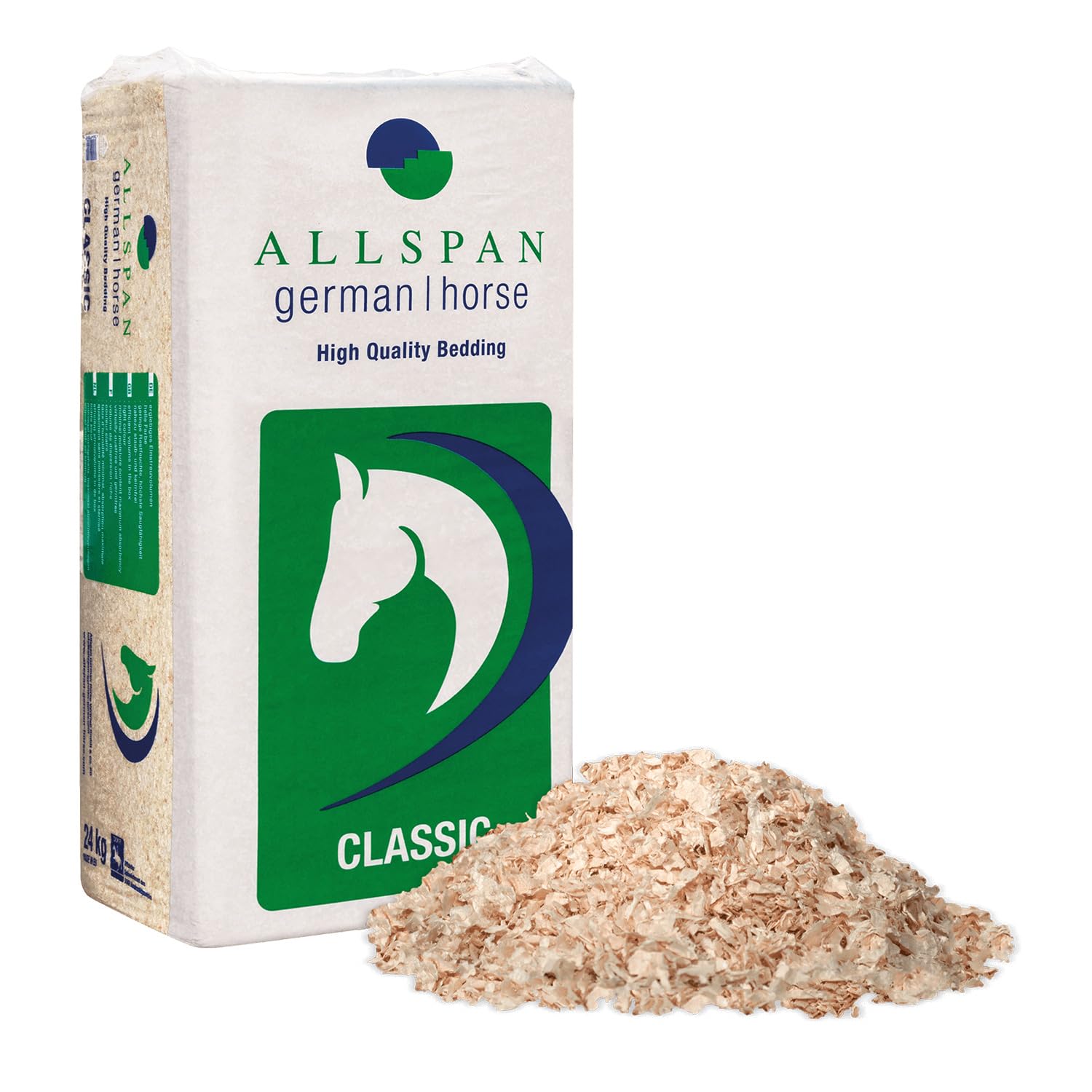 Allspan German Horse Classic - Copeaux de bois, litière pour grands et petits animaux, chevaux - Stall, paddock - Bois - 24 kg Sac / 1 Carton Paligo