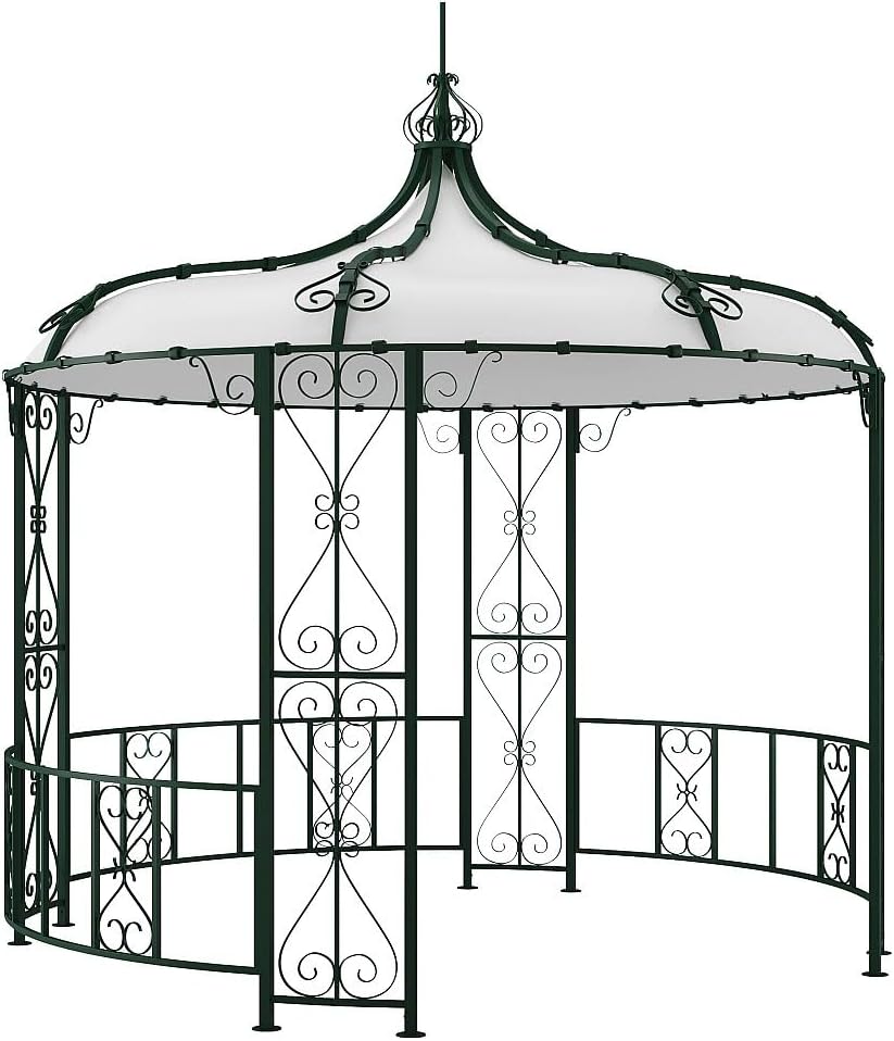 Vente-unique - Kiosque de Jardin en métal façon Fer forgé D300 x H305 cm - Vert - TILCARA