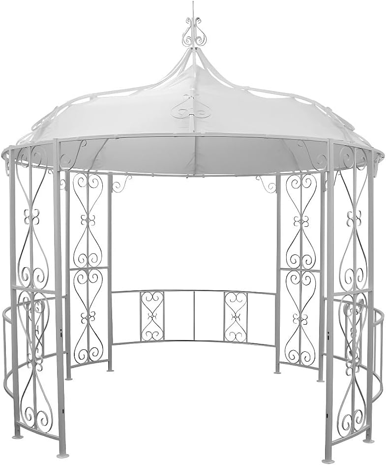 Vente-unique - Kiosque de Jardin en métal façon Fer forgé D300 x H305 cm - Blanc - TILCARA