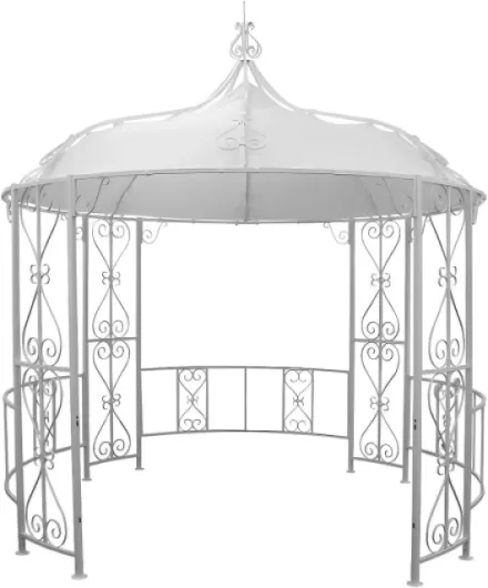 Vente-unique - Kiosque de Jardin en métal façon Fer forgé D300 x H305 cm - Blanc - TILCARA