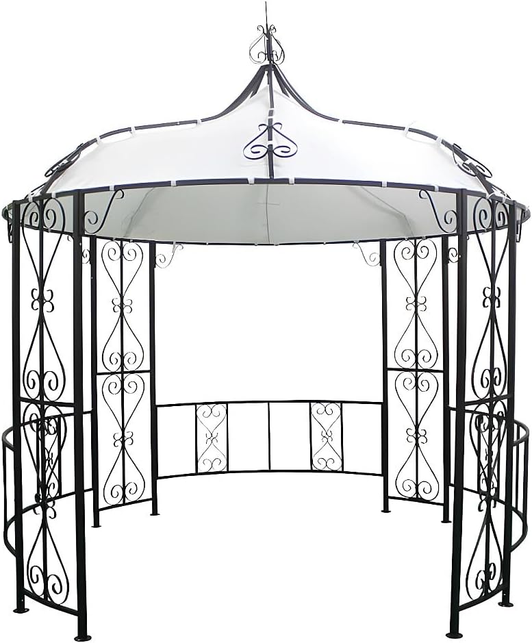 Vente-unique - Kiosque de Jardin en métal façon Fer forgé D300 x H305 cm - Noir - TILCARA